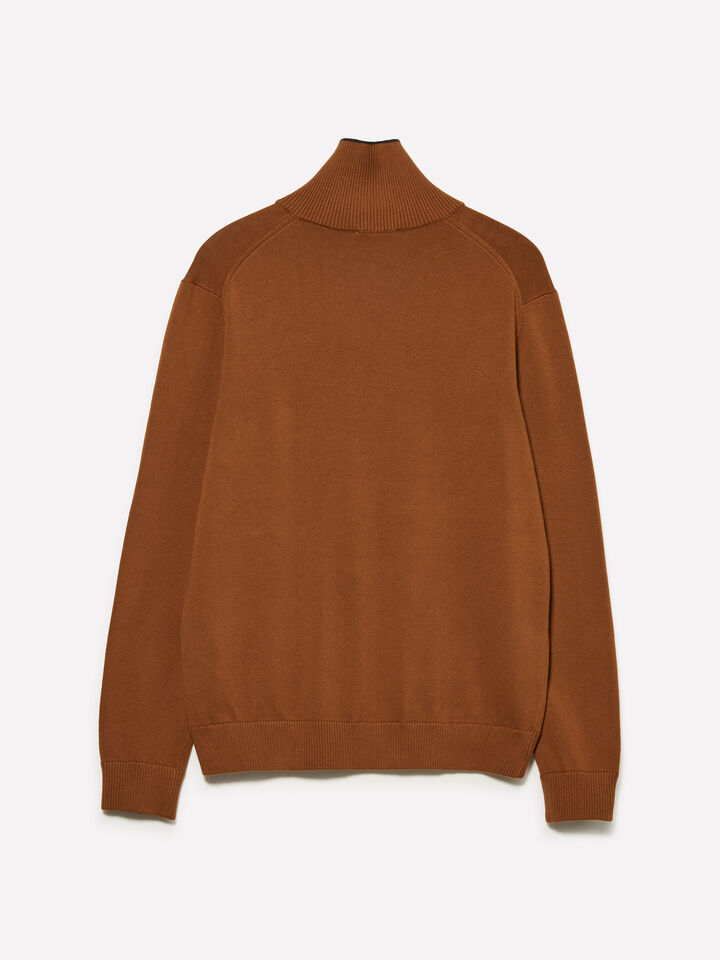 Camel sweater with zipper - men's high neck sweaters - Camel | Sisley image number 2